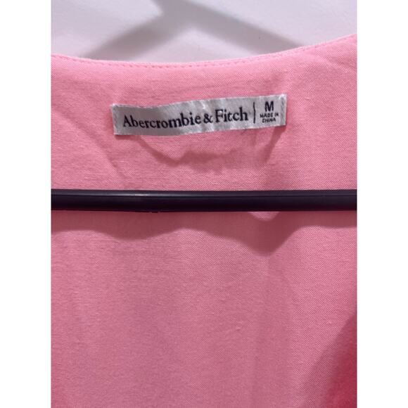 Abercrombie & Fitch Pink Cropped Tie Front Linen Top M - Picture 2 of 6